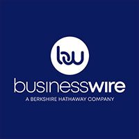 Business wire logo white on a blue background
